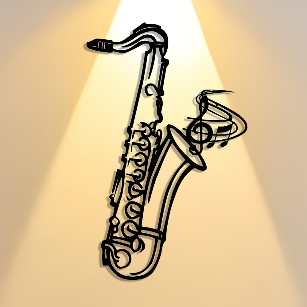 Audio Music Live - Wanddekoration aus Metall mit Saxophon-Motiv, Musikornament