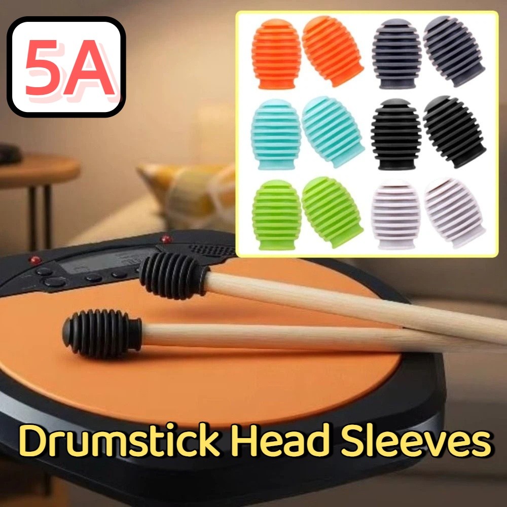 Drum Stick 5A - 2 Stück Silikon-Trommelschläger-Dämpfer, schalldämpfende 5A Trommelschläger-Kopfhülsen,