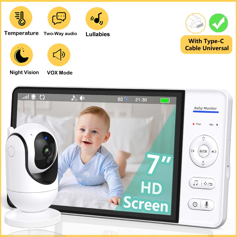 Audio Music Kids - Kein WiFi 7 Zoll Babyphone 2-Wege-Audio