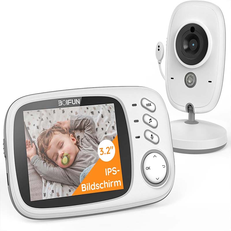 Audio Detect Music - Boifun 3,2-Zoll-Digital-LCD-Bildschirm, kabelloses Babyphone mit Kamera,