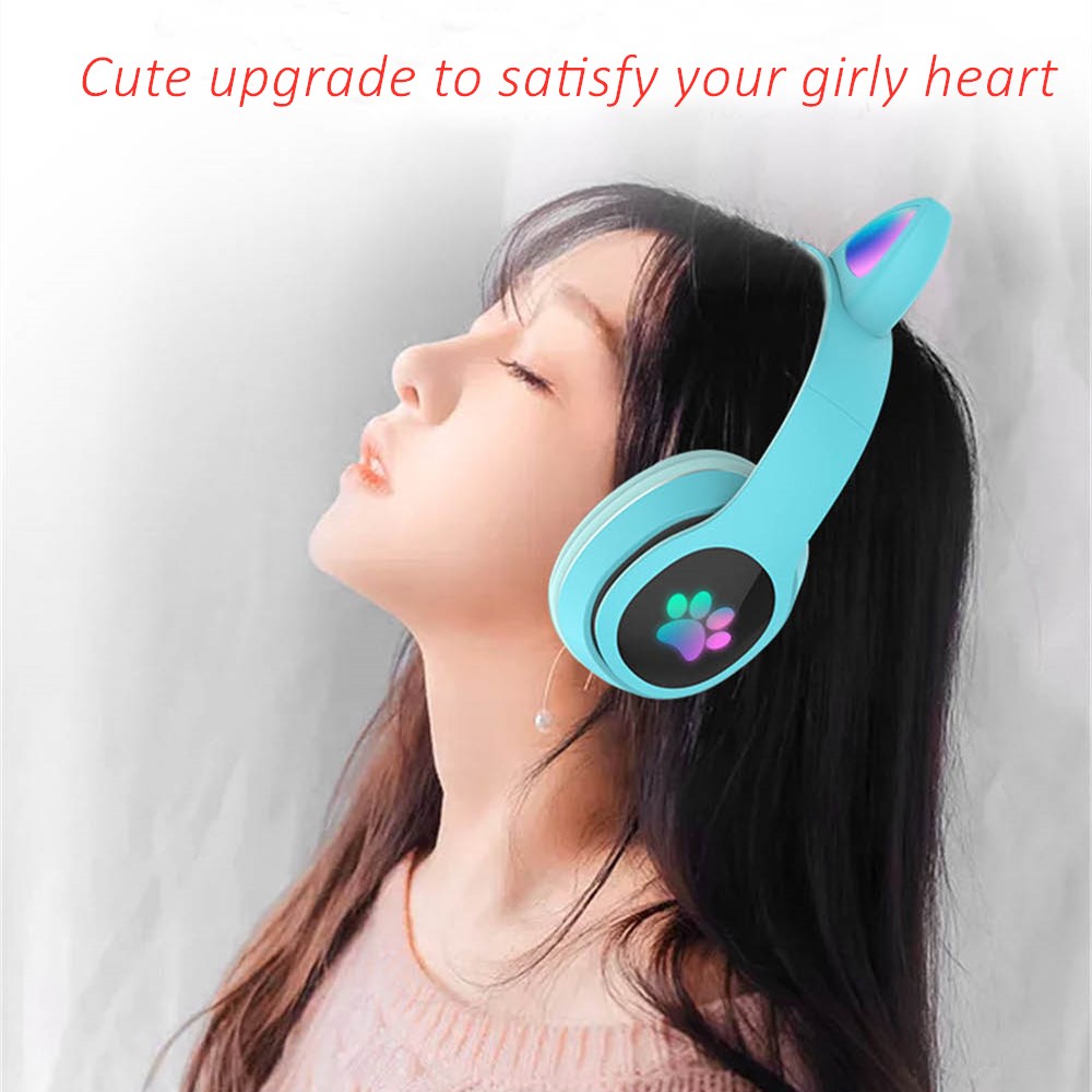 Audio Music Kids - Süße Katze LED Drahtlose Kopfhörer Bluetooth