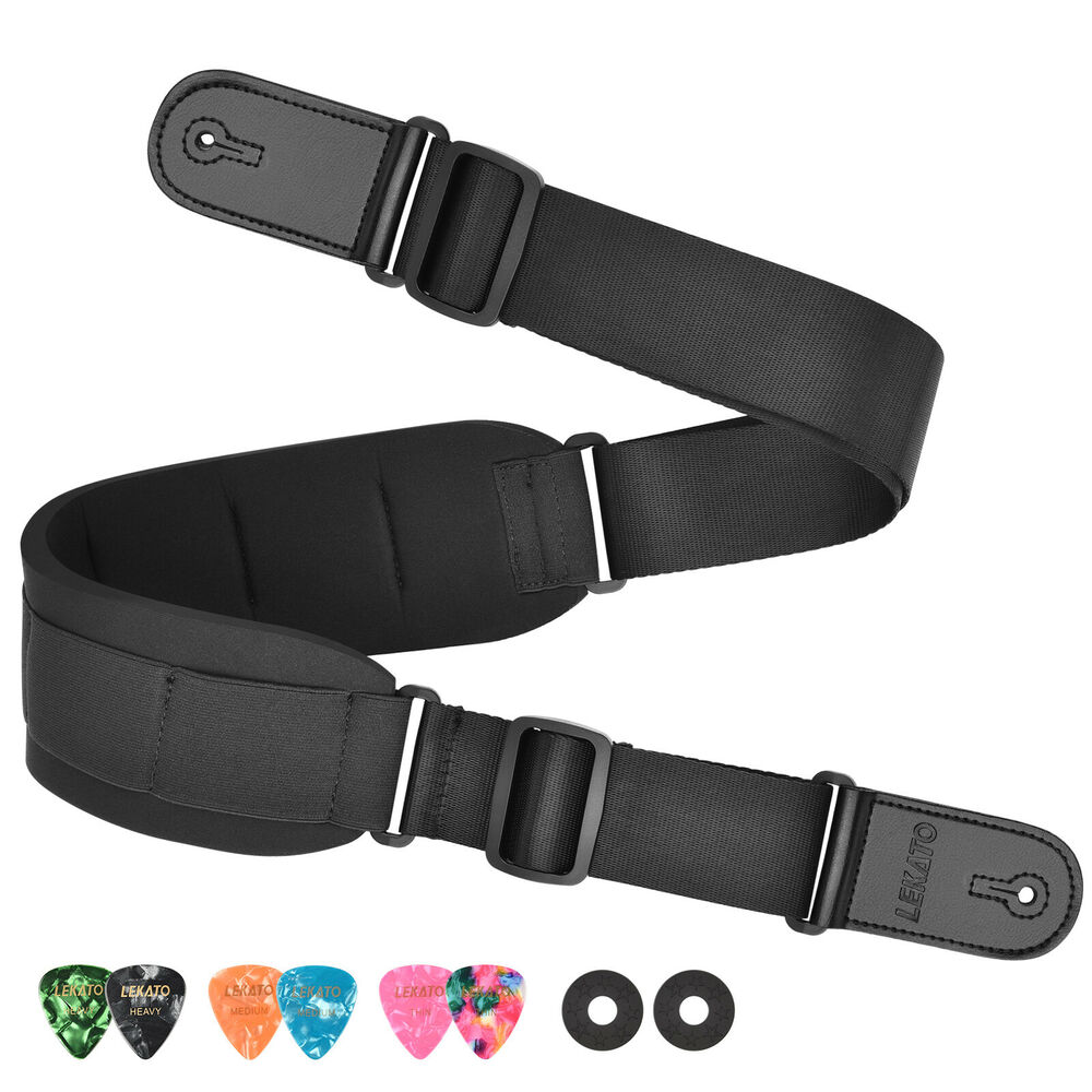 Guitar Strap Padded - LEKATO Gitarrengurt-Haltergürtel mit 7,6 cm weichem,