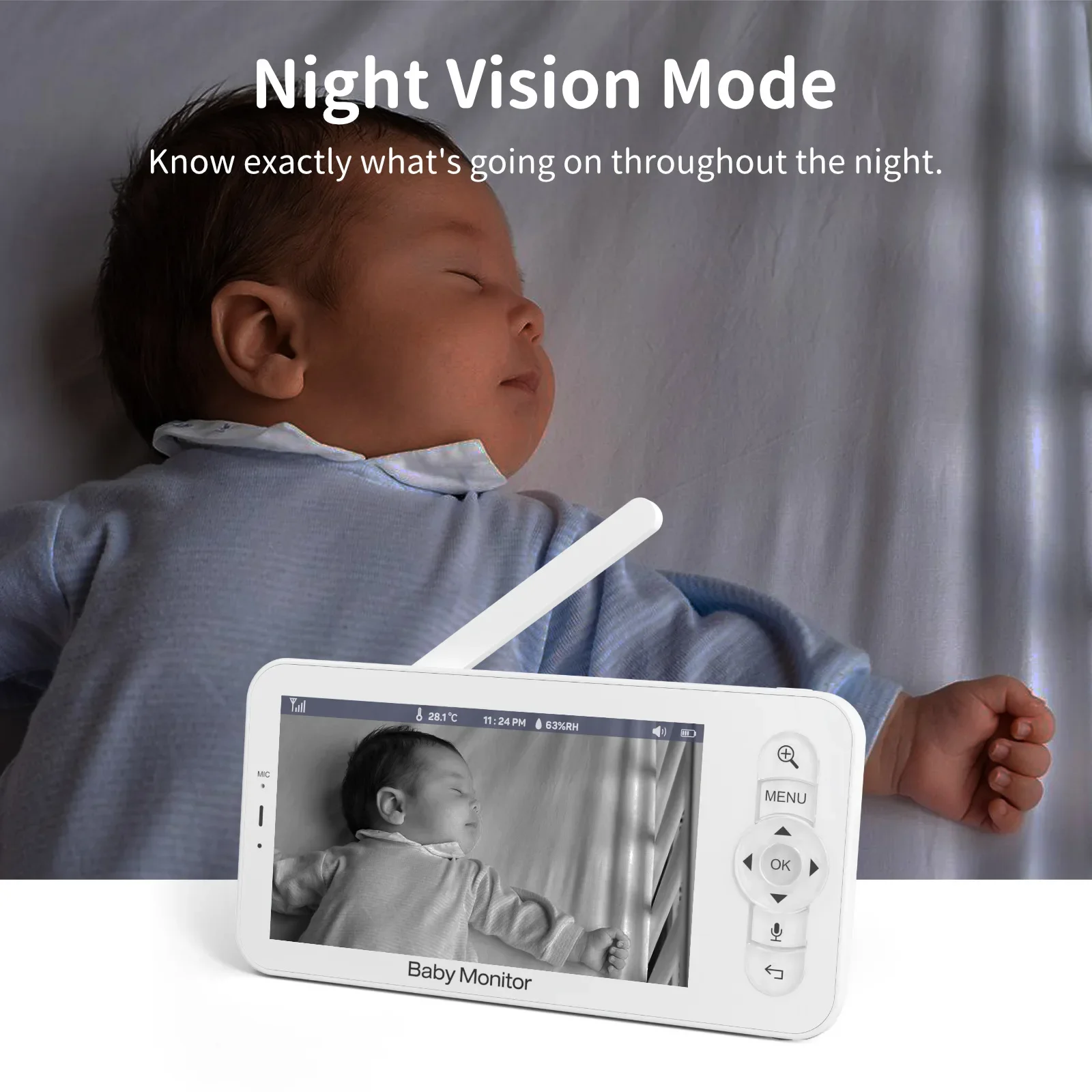 Babyphone HD 5-Zoll-LCD Zwei-W – Audio Detect Music Bewertung und Preis
