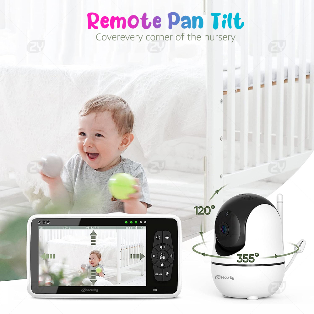 5-Zoll-Video-Babyphone mit 2 K – Audio Detect Music Bewertung und Preis